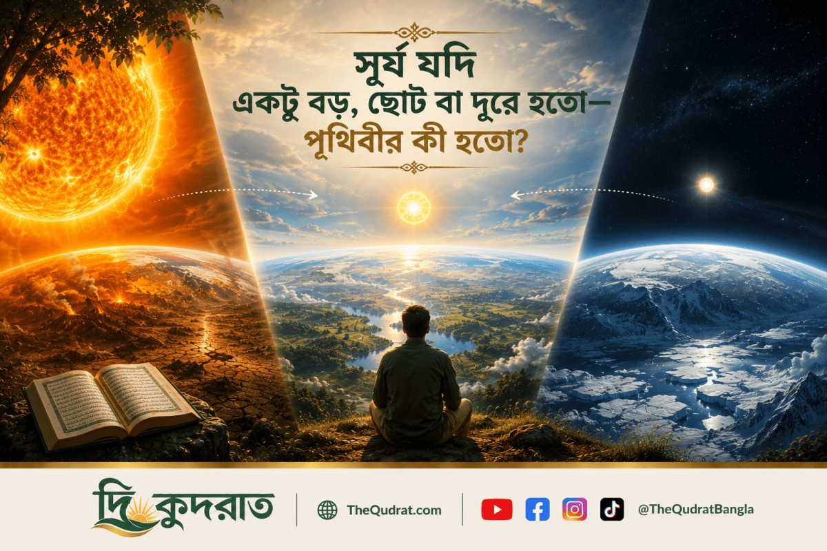 সূর্যের আকার ও পৃথিবী থেকে দূরত্ব পরিবর্তনের ফলে পৃথিবীর সম্ভাব্য অবস্থার প্রতীকী চিত্র